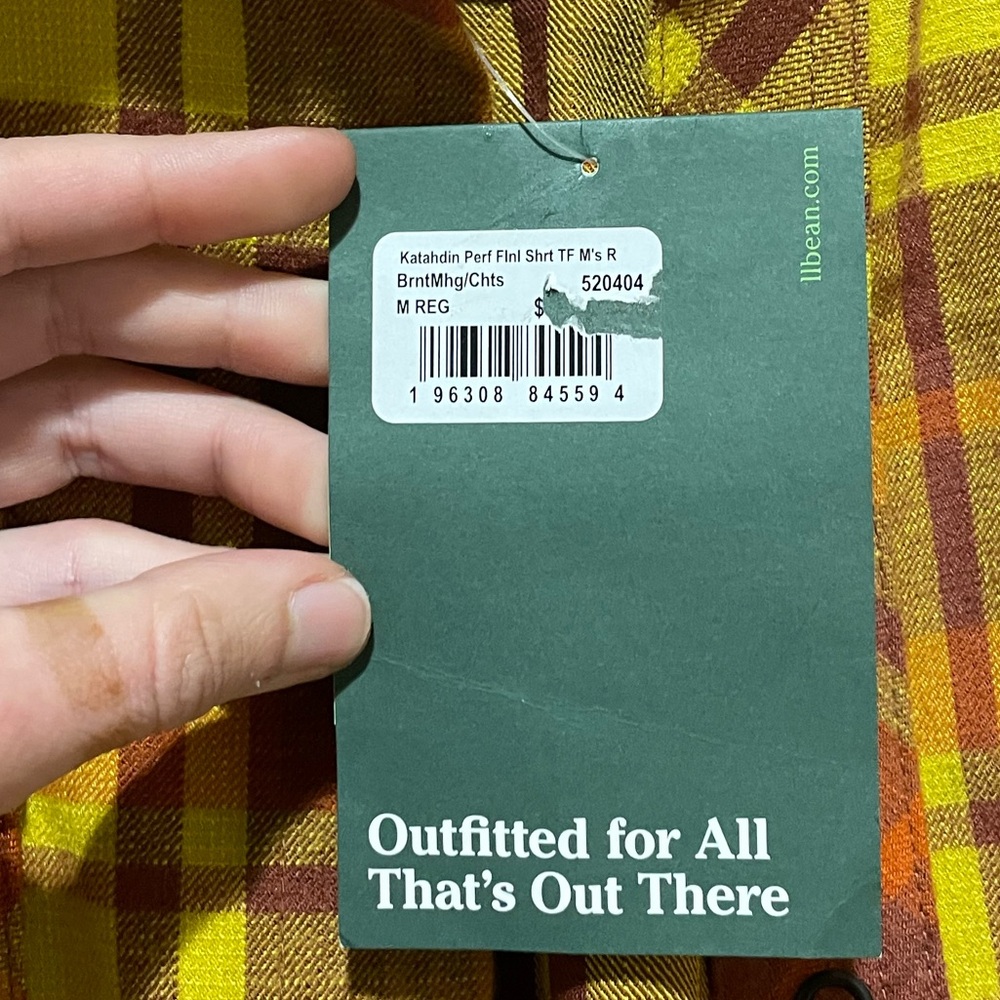 L.L.Bean Yellow and Orange Plaid Button-down Flannel Shirt Medium - Picture 6 of 6